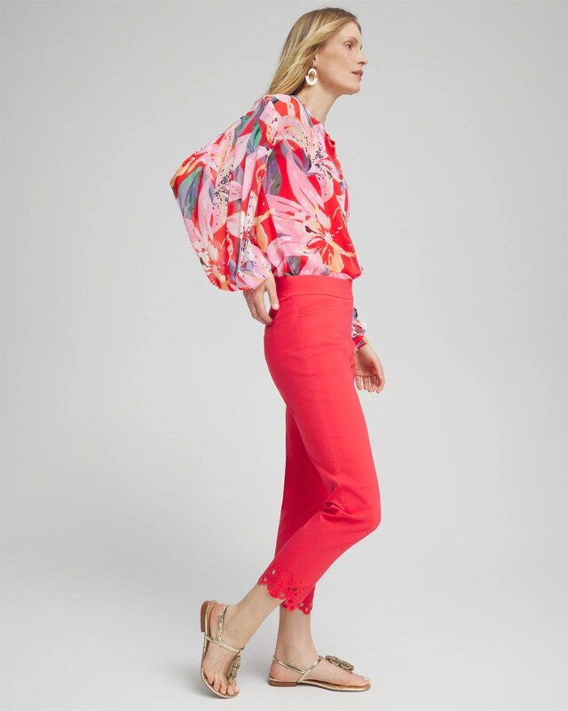 Brigitte Eyelet Hem Slim Cropped Pants - image 2